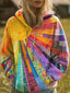 Hoodie | Multicolor Patchwork Sunburst, Hooded Long Sleeves 0