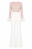 Jumpsuit | Embellished Semi-Transparent Top, Wide-Leg Pants 1