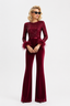 Jumpsuit | Embellished Semi-Transparent Top, Wide-Leg Pants 10