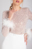 Jumpsuit | Embellished Semi-Transparent Top, Wide-Leg Pants 3