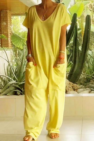 Jumpsuit | Loose Fit, Deep V-Neck, Functional Pockets 2