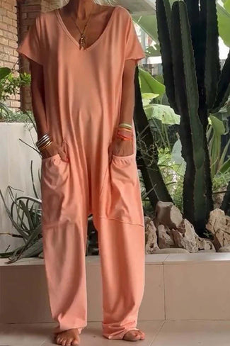 Jumpsuit | Loose Fit, Deep V-Neck, Functional Pockets 3