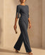 Jumpsuit | Pearl-Embellished Sleeves, Wide Leg Silhouette 2