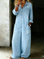 Jumpsuit | Wide-Leg, Button Front, Long Sleeves 4