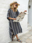 Kaftan Dress | Long Length, Mediterranean Striped Pattern 1