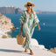 Kaftan Dress | Long Length, Mediterranean Striped Pattern 2