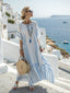 Kaftan Dress | Long Length, Mediterranean Striped Pattern 3