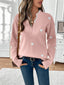 Knit Sweater | Heart Print, Lace-Trimmed V-Neckline 0