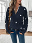 Knit Sweater | Heart Print, Lace-Trimmed V-Neckline 10