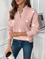Knit Sweater | Heart Print, Lace-Trimmed V-Neckline 2