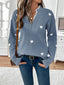 Knit Sweater | Heart Print, Lace-Trimmed V-Neckline 4