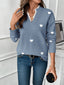 Knit Sweater | Heart Print, Lace-Trimmed V-Neckline 6