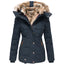 Women’s Fur Trim Hooded Quilted Winter Jacket
