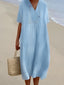 Linen Dress | V-Neck, Short Sleeves 3