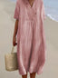 Linen Dress | V-Neck, Short Sleeves 4