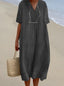 Linen Dress | V-Neck, Short Sleeves 6