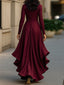 Long Sleeve Maxi Dress | Draped Satin, Ruffle Hem 7