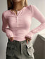 Long Sleeve Shirts Women | Henley Neckline, Rib Stitching 2