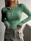 Long Sleeve Shirts Women | Henley Neckline, Rib Stitching 4