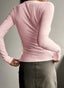 Long Sleeve Shirts Women | Henley Neckline, Rib Stitching 8