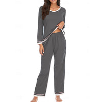 Lounge Set | V-Neck Top, Elastic Waist Trousers 8
