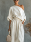Loungewear Set | Off-Shoulder Top, Tapered Pants 2