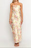 Women's Yellow Bloom Fitted  Maxi Dress