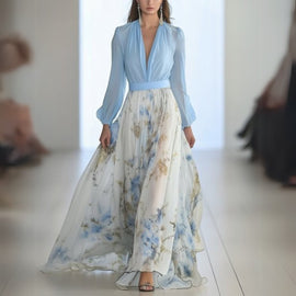 Maxi Dress | Floral Pattern, Flowing Silhouette 0
