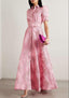 Maxi Dress | Floral Pattern, Short Puff Sleeves 0