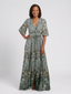 Maxi Dress | Floral Pattern, V Neckline, Elbow-Length Sleeves 4
