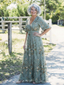 Maxi Dress | Floral Pattern, V Neckline, Elbow-Length Sleeves 7
