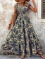 Maxi Dress | Floral Print, Long Sleeve V-Neck 0