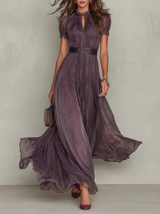 Maxi Dress | Keyhole Neckline, Lace Accents 0