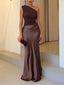 Maxi Dress | One Shoulder Neckline, Pleated Design 0