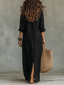 Maxi Dress | Relaxed V-Neck, Button Details 2