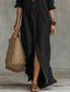 Maxi Dress | Relaxed V-Neck, Button Details 4