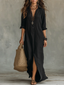 Maxi Dress | Relaxed V-Neck, Button Details 7