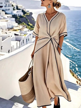 Maxi Dress | V-Neck, Draped Waist, Lightweight 1