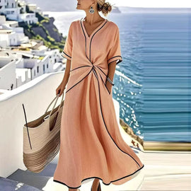 Maxi Dress | V-Neck, Draped Waist, Lightweight 2