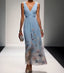 Maxi Dress | V-Neckline, Floral Pattern 0