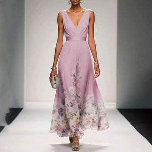 Maxi Dress | V-Neckline, Floral Pattern 2
