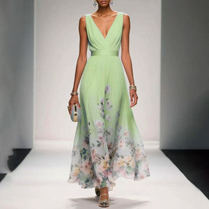 Maxi Dress | V-Neckline, Floral Pattern 3