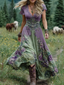 Maxi Dress | V-Neckline, Floral Print, Short Sleeves 0