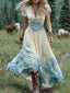 Maxi Dress | V-Neckline, Floral Print, Short Sleeves 3