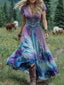 Maxi Dress | V-Neckline, Floral Print, Short Sleeves 5
