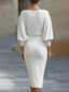 Midi Dress | Draped Batwing Sleeves, Flattering Silhouette 5