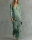 Midi Dress | Fringe Sleeves, Fluid Silhouette 4