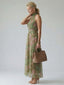 Midi Dress | Gathered Halter Neckline, Floral Pattern 2
