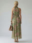Midi Dress | Gathered Halter Neckline, Floral Pattern 3