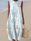 Midi Dress | Leaf Print, Relaxed Fit 0